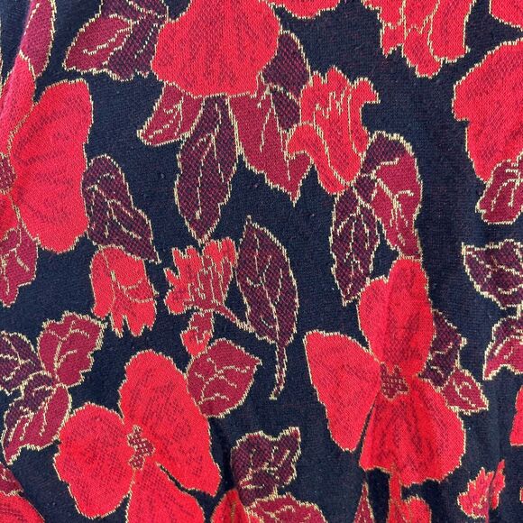 Floral Red and Black Women's Sweater - Picture 4 of 11